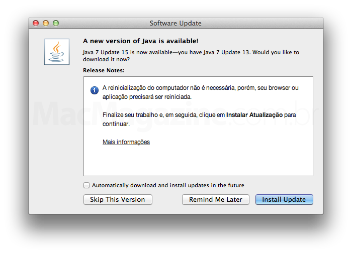 java update for mac lion